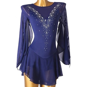 Vestido de Patinaje Artístico sobre Hielo LIUHUO para Niñas, Traje de Danza Latina de Manga Larga para Competencia, Vestido de Malla con Pedrería - Product Image 1