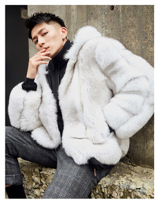 Nouveau <span class=keywords><strong>manteau</strong></span> <span class=keywords><strong>long</strong></span> pour <span class=keywords><strong>homme</strong></span> en fourrure de renard véritable, élégant et de haute qualité, doux au toucher, très résistant, avec capuche en fourrure. - Product Image 3