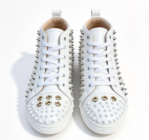 Zapatillas de plataforma gruesa de caña alta para hombre, con cordones, puntera redonda, transpirables, de malla de PU, suela de Phylon, zapatos de skate blancos de cuero genuino para caminar - Product Image 5