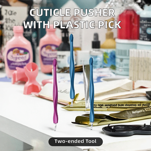 Pousse-cuticules réutilisable double extrémité avec fourchette et curette en plastique, design simple, outil de nail art, grattoir à cuticules pour manucure et exfoliation - Product Image 2