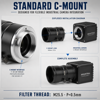 Lente de Cámara de Visión Industrial con Montura C de 12MP, 8mm, 12mm, 16mm, 25mm, 35mm, 50mm