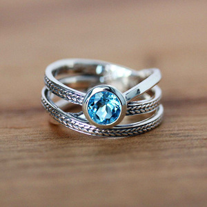 Anello H385 in Argento 925 con Gemma, Montatura a Castone, Stile Classico, Unisex, per Uso Quotidiano - Product Image 2