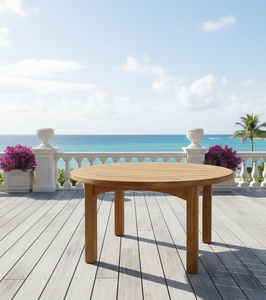 Exquisita Mesa de Centro Redonda de Teca para Espacios Exteriores y de Comedor de Primera Calidad, Plegable y Duradera con Artesanía de Calidad - Product Image 5