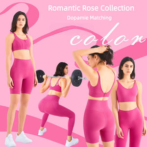 Venta al por mayor de ropa de entrenamiento activa logotipo personalizado conjuntos de yoga V espalda Scrunch sin costuras Yoga gimnasio Fitness conjuntos deportivos - Product Image 1