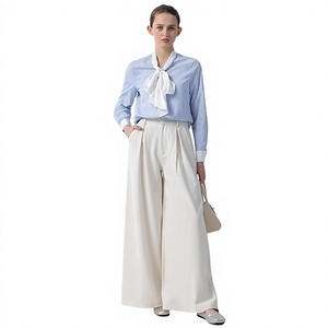 Pantalon palazzo taille haute pour femme, coupe ample et confortable, style décontracté et professionnel, avec poches latérales - Product Image 5