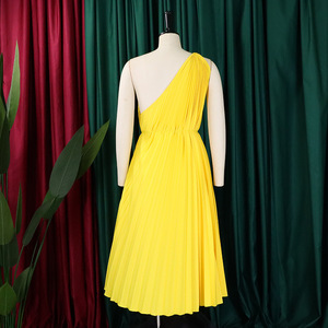 Abito Monospalla Elegante per Donne Africane, Vestito Senza Maniche Taglie Forti, Abiti da Ufficio Plissettati, Abbigliamento Femminile - Product Image 6