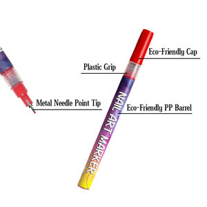 GP 아크릴 12색 임시 방수 네일 페인팅 뷰티 타투 플랫 6mm 네일 아트 데코레이션 마커 펜 세트 키트 - Product Image 3