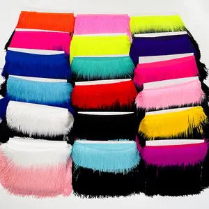 20cm Polyester Trimmings Gradient Elegant design silk fringe trimming tassel fringe for dances dress fringe