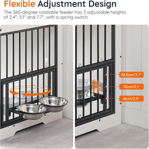 Köpek kafesi mobilya kapalı ahşap köpek kulübesi ile ayarlanabilir yükseltilmiş köpek kase besleyici, büyük orta Pet House End masa - Product Image 2