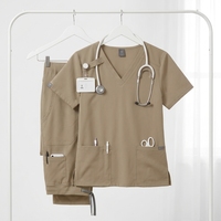 Ensemble de Blouses Médicales Personnalisées en Gros pour Hôpitaux et Soins Infirmiers – Col en V, Pantalon à Cordon, Multi-poches, Doux, Respirant, Mat