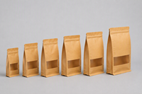 Sachets d'emballage alimentaire personnalisés en papier kraft à 8 soudures latérales, avec fenêtre transparente et fermeture éclair, pour noix, thé et snacks