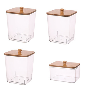 Contenitore Trasparente in Plastica con Coperchio in Bambù per Detersivo, Ideale per Bagno e Lavanderia, Vendita all'Ingrosso - Product Image 5