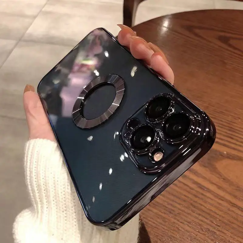 Роскошный чехол с защитой камеры с отверстием для логотипа для iPhone 14 Plus 14 Pro Max 14 прозрачный тонкий Силиконовый противоударный чехол