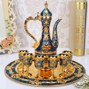 แก้วไวน์เซรามิกเลียนแบบโบราณสไตล์ยุโรป, ขวดไวน์ขาว, ชุดของขวัญแก้วไวน์โลหะผสมดีไซน์สร้างสรรค์ - Product Image 3