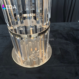 Columna de Cristal Dorada de Lujo LEDA, Pilar Acrílico Alto para Centro de Mesa, Decoración para Bodas, Eventos y Fiestas - Product Image 3