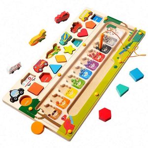 Preschool Learning Colorful Number <b>Puzzle</b> Sorting Wooden Toddlers Toys 3 in 1 Montessori Magnetic Maze - Product Image 1