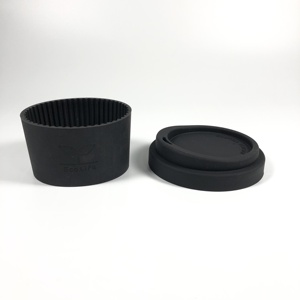 批发可重复使用的4.7厘米硅胶杯套和9厘米月形硅胶盖套装用于马克杯 - Product Image 1