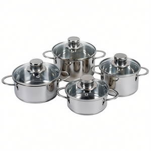 Juego de Ollas para Sopa y Caldos de Acero Inoxidable con Tapas de Vidrio en Tamaños Surtidos - Product Image 2