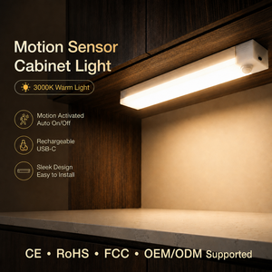 Modern <b>LED</b> Under Cabinet <b>Light</b> 3500K Warm White Motion Sensor <b>Surface</b> <b>Mounted</b> for Kitchen Wardrobe Closet Lighting - Product Image 1