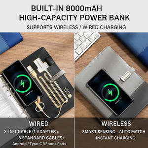 Cargador Inalámbrico Personalizado, Organizador, Cuaderno Inteligente de Cuero, Banco de Energía, Núcleo de Papel Reemplazable con Bloqueo de Disco USB - Product Image 5