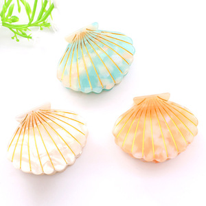 Pinza para el pelo de acetato con textura natural simulada, de alta gama, para uso diario, estilo costero de verano, ideal para vacaciones en la playa y resorts. - Product Image 3