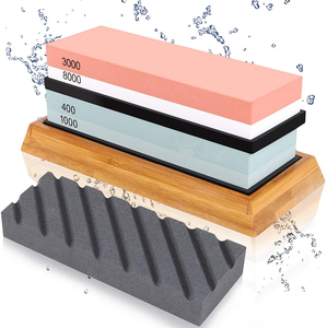 Profesional <span class=keywords><strong>Whetstone</strong></span> 2-lado arena cuchillo afilador 400/<span class=keywords><strong>1000</strong></span> grano 3000/8000 piedra de afilar con bambú base - Product Image 1
