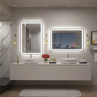 Miroir LED rectangulaire encadré mural anti-buée au design moderne