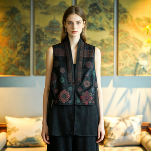 Diseño original <span class=keywords><strong>de</strong></span> <span class=keywords><strong>ropa</strong></span> para <span class=keywords><strong>mujer</strong></span> con bordado <span class=keywords><strong>de</strong></span> seda Xiangyun, chaleco versátil <span class=keywords><strong>de</strong></span> organza con patchwork en estilo tradicional 7803 - Product Image 1
