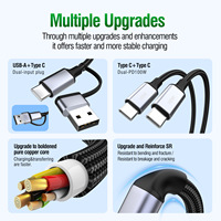 Câble de charge USB 2-en-2 100W 5A en nylon tressé Type C à charge rapide compatible avec iPhone 18 17 15 Samsung Galaxy A17 S21