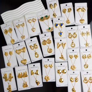 MW moda sınır ötesi kişiselleştirilmiş yeni paslanmaz çelik 18K altın kaplama kadınlar hediye geometrik kolye küpe takı seti - Product Image 3