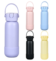 Bouteille isotherme en acier inoxydable personnalisée de 18 oz, 24 oz, 32 oz, gourde de voyage, thermos, bouteille d'eau de sport pour la salle de sport avec manchon en silicone