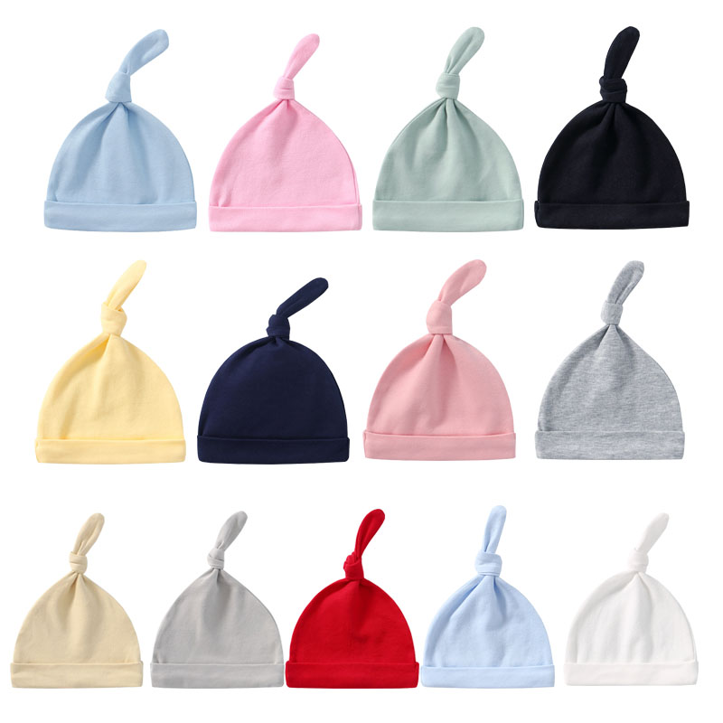 Оптовая продажа с завода пользовательских простых цветных Органических Хлопковых бамбуковых детских облегающих шапок шапки для новорожденных