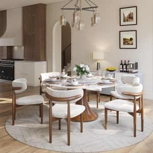 Moderno bianco 6-8 persone cucina rotonda tavolo sala da pranzo solido legno di frassino sinterizzato pietra superiore pigro suhan Design mobili per la casa - Product Image 4