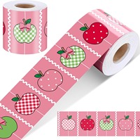 Autocollants de bordure pour tableau d'affichage Rose Pomme, rouleau imperméable à bords festonnés, décorations murales pour salles de classe d'écoles primaires