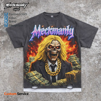 T-shirt noir pour homme Meckmanly, manches courtes, imprimé sérigraphié, col rond, coupe classique, style décontracté, 100% coton tricoté