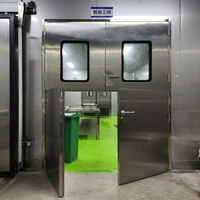 Porte de salle blanche en acier inoxydable à 4 panneaux |   Feuille pliante double |   Large ouverture |   Usine alimentaire Laboratoire pharmaceutique