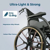 Fauteuil roulant manuel en alliage de magnésium pour personnes âgées, avec accoudoirs confortables, siège rembourré pour intérieur et extérieur - Ventes Flash