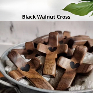 Lot de 3 croix de poche minimalistes en bois de noyer noir, fabriquées à la main, cadeaux religieux pour mariage, église et Pâques - Product Image 4