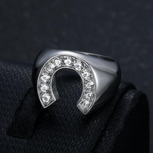 Acier inoxydable Zircon Micro Insert Mode Cheval <span class=keywords><strong>Sabot</strong></span> C U Forme Anneaux CZ Diamant 18K Or PVD Plaqué Vide Offre Spéciale - Product Image 2