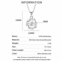 Collier en Moissanite 5mm Rond avec Pendentif Couronne Florale en Argent Sterling 925 pour Femme, Bijoux Fins en Gros, En Stock