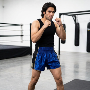 Custom Logo High Quality Boxing Muay Thai Fight Shorts Solid <b>Pattern</b> Satin Fabric Stretch Custom Printed Quick Dry Breathable - Product Image 1