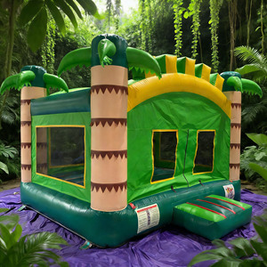 Castillo Inflable Comercial de PVC Blanco con Diseño de Palmeras Tropicales, Casa de Brinco con Temática de Jungla para Fiestas Infantiles, Alquiler Comercial, 300 kg - Product Image 5