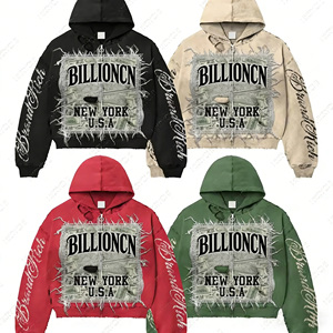 Sudadera con Capucha Personalizada Unisex de Corte Regular, Cuello Redondo, Gruesa, 360g, con Cierre, Estilo Veraniego, Desgastada, Vintage, Lavada al Ácido, 100% Algodón, con Estampado y Parche - Product Image 5