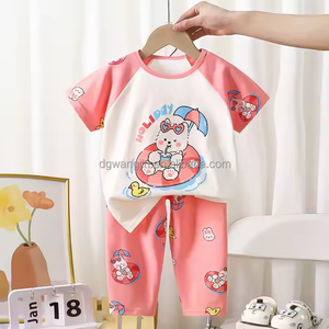 Ensemble à manches courtes pour enfants nouveau coton respirant printemps thermique imprimé léopard garçons filles bébé pyjamas - Product Image 2