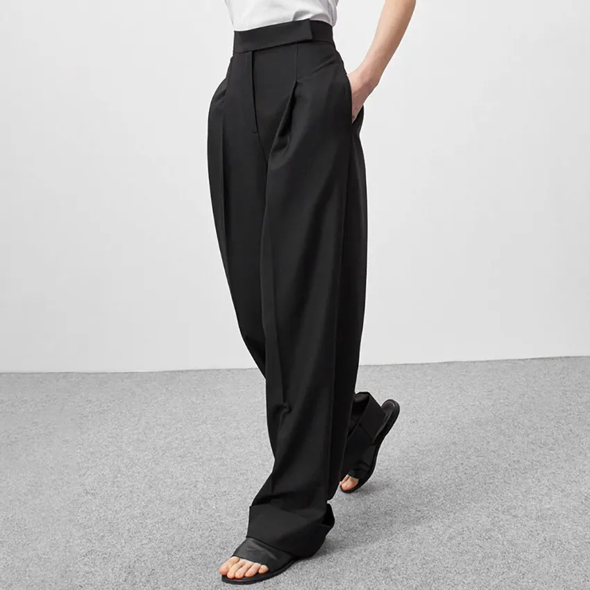 Enyami Top Selling Products 2023 Female Black Ladies Work Office Trousers Plus Size High Waist Wide Leg Palazzo Pants Women