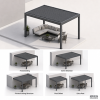 Pergola à lames orientables en verre trempé, design moderne, imperméable, écologique, structure de protection solaire pour patio extérieur et jardin