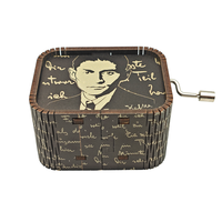 Boîte à musique carrée vintage en bois à manivelle, durée de sonorisation 30 secondes - Cadeau pour anniversaire, occasions romantiques, objet de collection, décoration intérieure