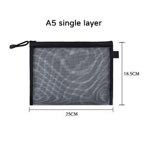 Dây kéo bút bút chì tổ chức Pouch tái sử dụng nylon lưới <span class=keywords><strong>PVC</strong></span> Túi mỹ phẩm trang điểm màu đen túi in thời trang trong suốt cho du lịch - Product Image 5