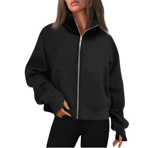 Sudadera Deportiva Personalizada para Mujer, Manga Larga, Cuello Alto, Holgada, Informal, Chaqueta Deportiva para Mujer - Product Image 2