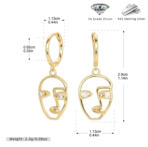 Moda nuevos pendientes de plata esterlina S925 maquillaje Facial abstracto exagerado pendientes huecos de personalidad joyería de cara humana - Product Image 6